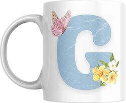 Floral Butterfly Alphabet Coffee Mug, Select Your Alphabet Letter, Gift for Women, Wife, Sister, Niece, Grandma, Friend (G)